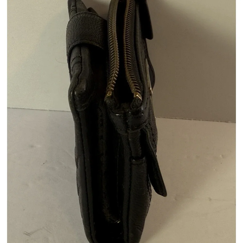 Fossil Long Live Vintage 1954 Emory Black Leather Lambskin Clutch Wallet Bifold